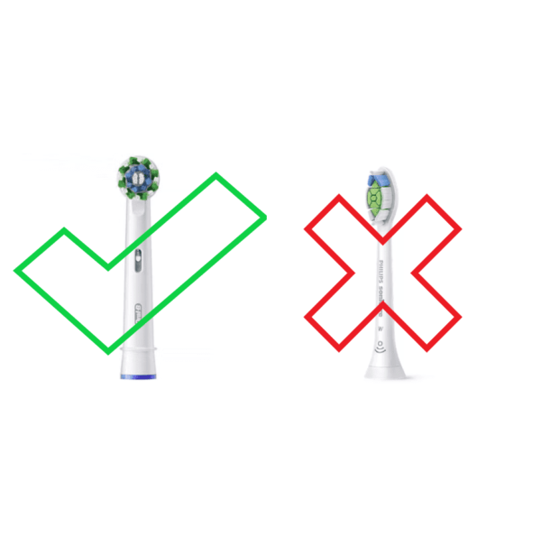 Image showing an oral-b toothbrush head ticked and a phillips sonicare crossed out