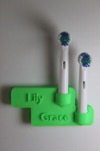 2 person vertical green personalised toothbrush head holders