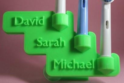 Personalised 3d prints green toothbrush head holder