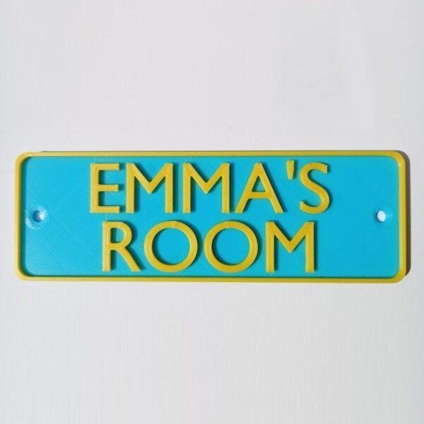 Merin blue-yellow main image Personalised 3d prints Merin door sign