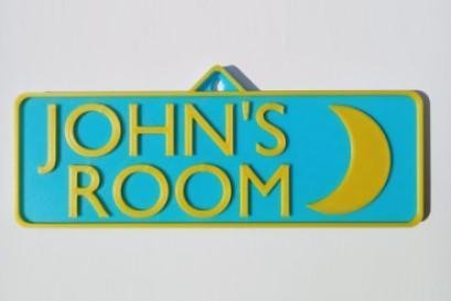 Personalised 3d prints kid's door sign
