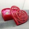 Heart shaped box with rose filigree of various sizes red