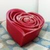 Heart shaped box with rose filigree of various sizes red